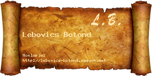 Lebovics Botond névjegykártya
